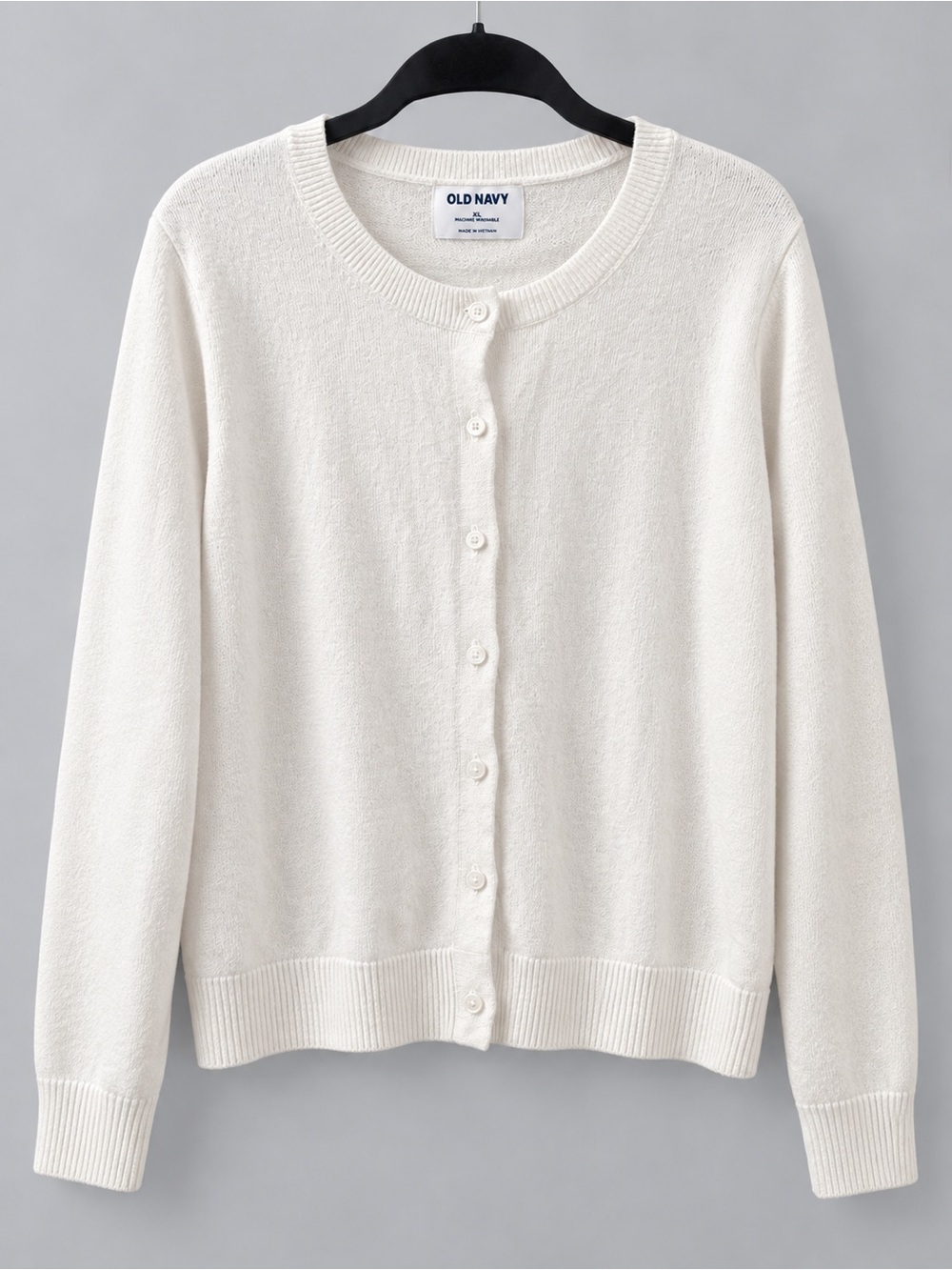 Old Navy Women’s XL White Button Front Crew Neck Cardigan Sweater